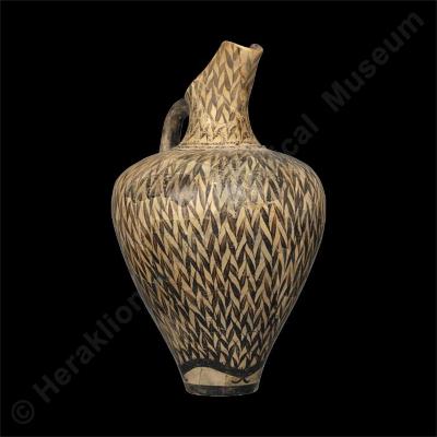 Jug with decoration of dense reeds in a riverine landscape