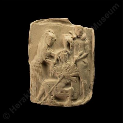 Relief terracotta plaque with mythical scene